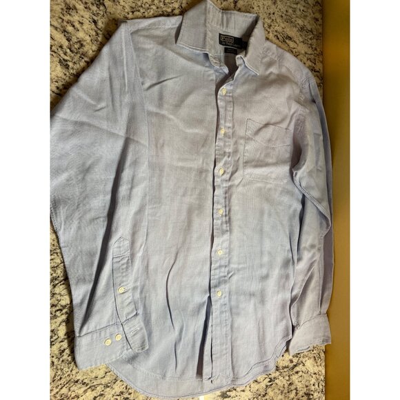 Polo Ralph Lauren Mens 15 34/35 Shirt Button Down Blue Checkered Career Preppy - Picture 5 of 9